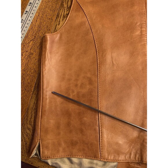 Texas Boot Clothing Vintage Leather Vest Mens Size 40 Tan Cowboy Western Ranch - Picture 14 of 14